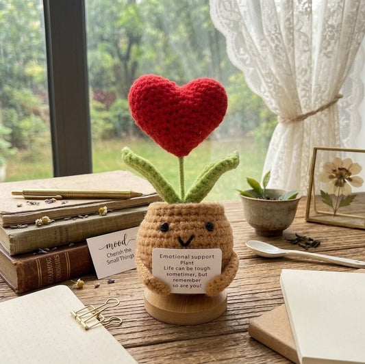 Handmade Emotional Support Plant With Red Heart