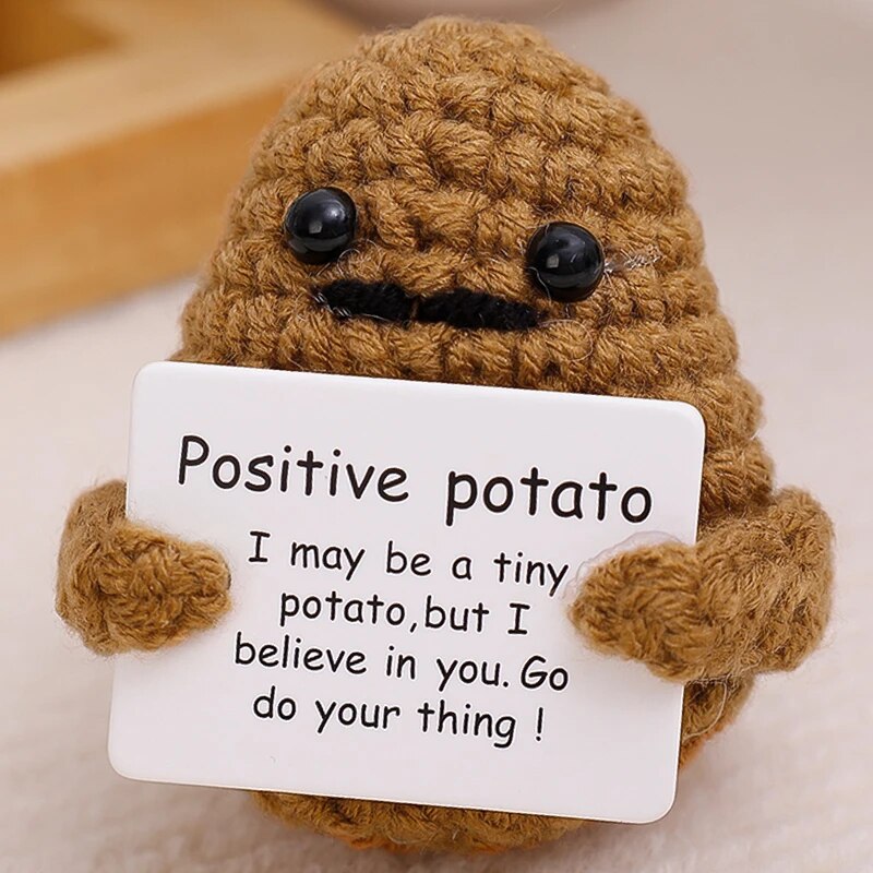Mini Funny Positive Potato, 2inch Interesting Knitted Wool Potato Doll  Creative Cute Funny Knitted Positive Potato for Birthday Gifts Party  Decoration