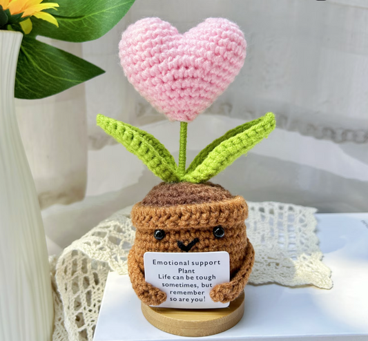Handmade Emotional Support Plant With Pink Heart