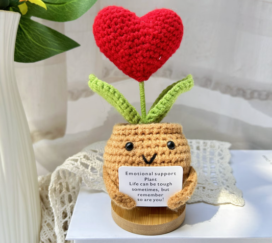 Handmade Emotional Support Plant With Red Heart