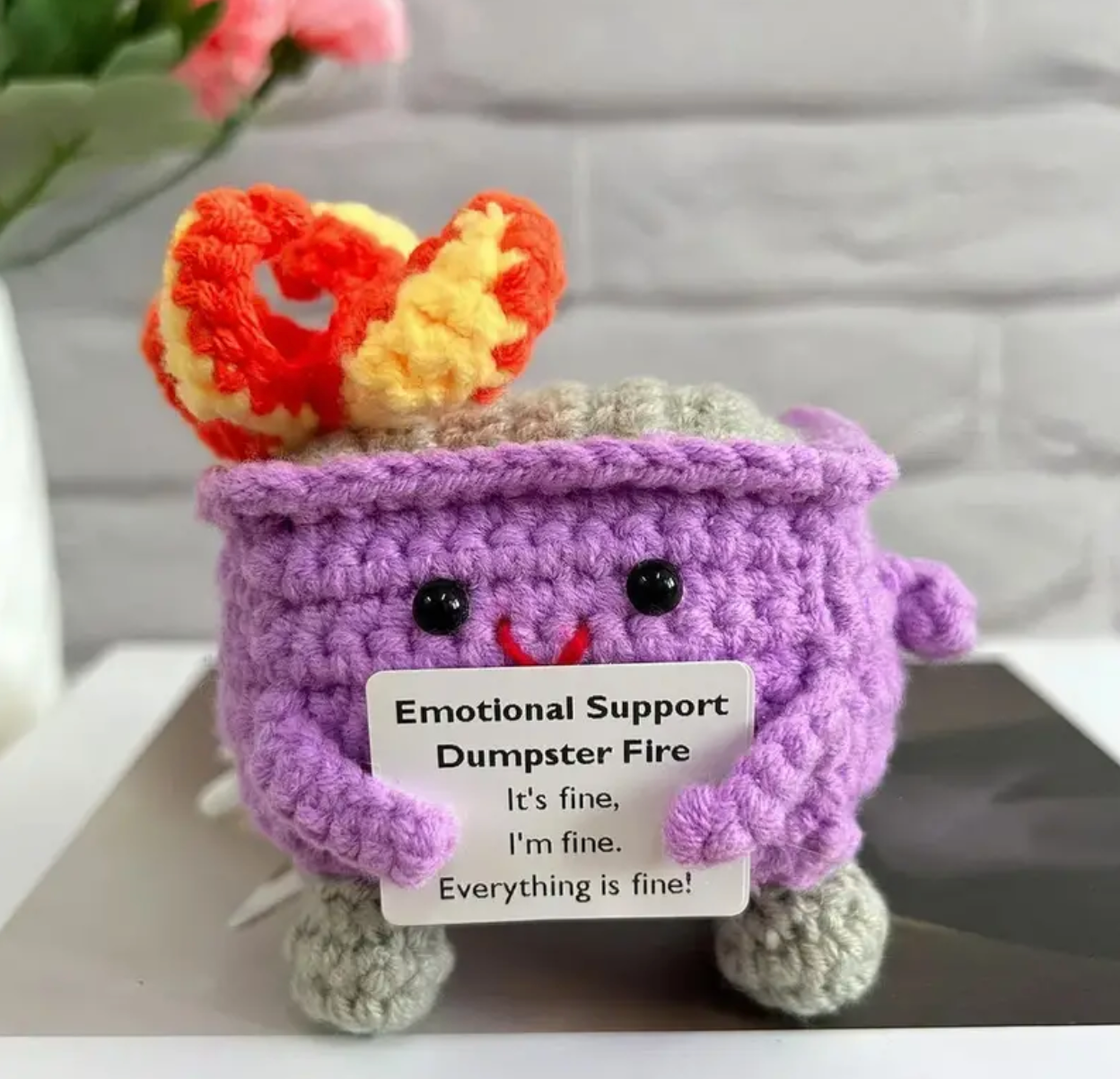 Handmade Emotional Support Dumpster Fire Petunia